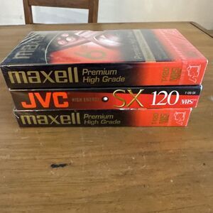 Lot of 3 Maxell High Grade T-120 VHS Blank Video Tape 6 Hours NEW Factory Sealed